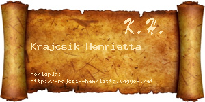 Krajcsik Henrietta névjegykártya